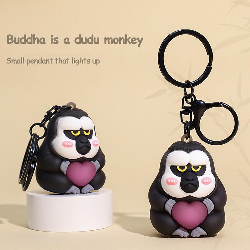 

1Pc Luminous Love Lamp Dudu Monkey Keychain Doll Keyring Cartoon Diy Accessories Bag Pendant Lovely Hanging Gift one size