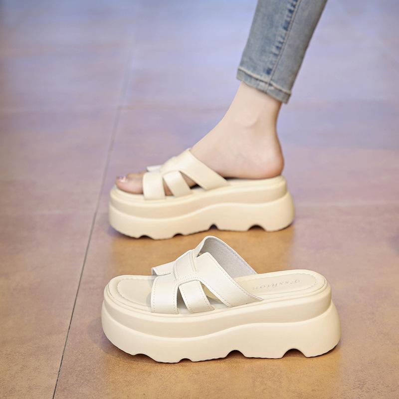 

Модная однословная перетаскиваемая верхняя одежда летние новые пляжные нескользящие сандалии на толстой подошве с увеличением высоты для женщин 35