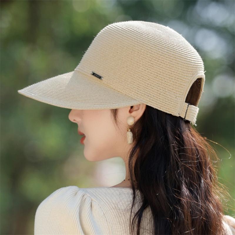 Women's Japanese Style Wide Brim Straw Hat - Summer Sun Protection for Outdoor Travel & Riding