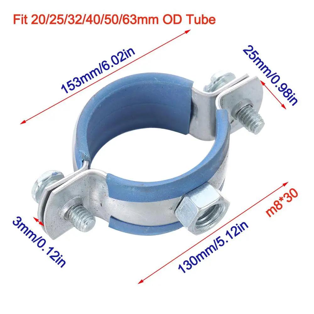 1Pcs Fastener Hardware Round Hose Clamp Nut Hoop Pipe Fitting Suspension Pipe Holder Carbon Steel Rubber PPR/PVC
