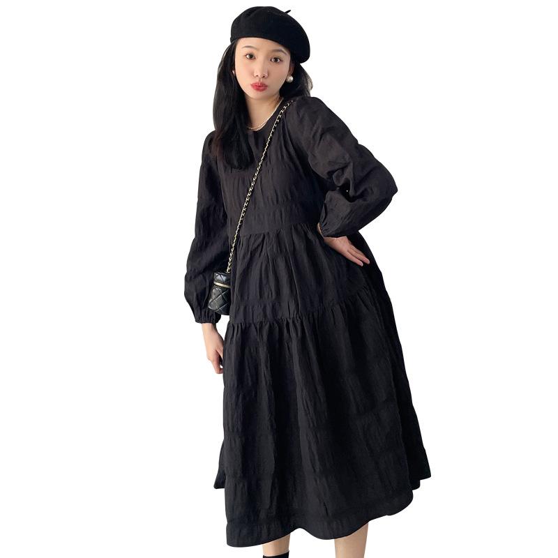 Hepburn Style Spring/Autumn Maternity Dress with Plus Size Korean Skirt Base Layer