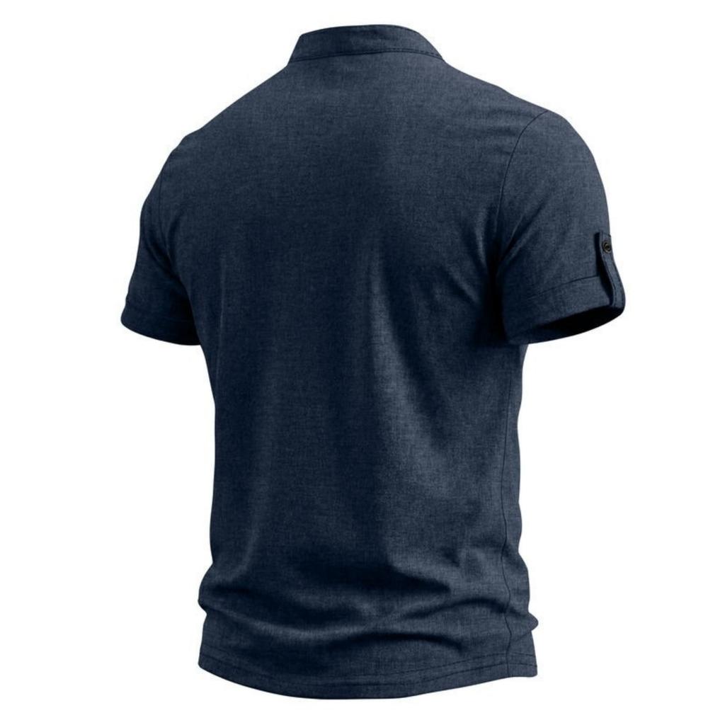 Herren Freizeit Henley-Shirt Kurzarm Geknöpfter Kragen Leichtes Atmungsaktives Gewebe Sommer Oberteil für den Alltag