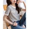 Small Fragrance Style Texture Short-sleeved Women's T-shirt In Spring New Exquisite Design Niche Round Neck Top