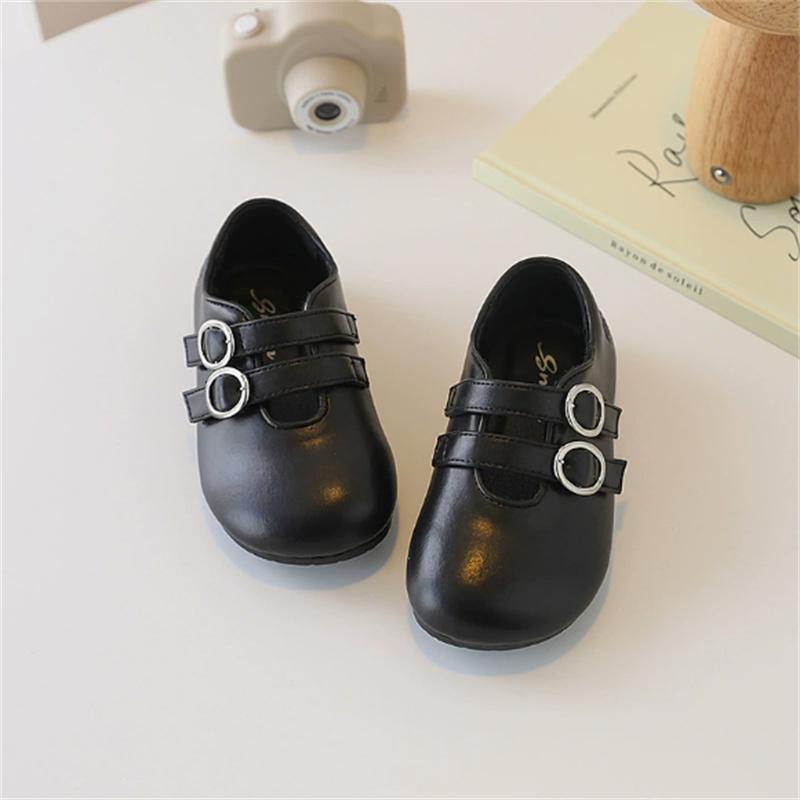 New Spring Children Shoes For Girls British Style Buckle Leather Princess Shoes Soft Sole Outdoor Fashion Kids Sneakers EU 22-37