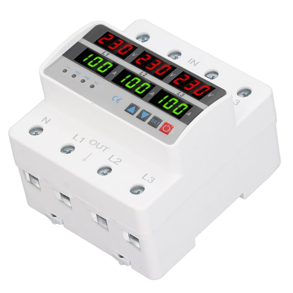 3 Phase DIN Rail Protective Device Over Under Voltage Current Limiting Self Resetting Protector AC22