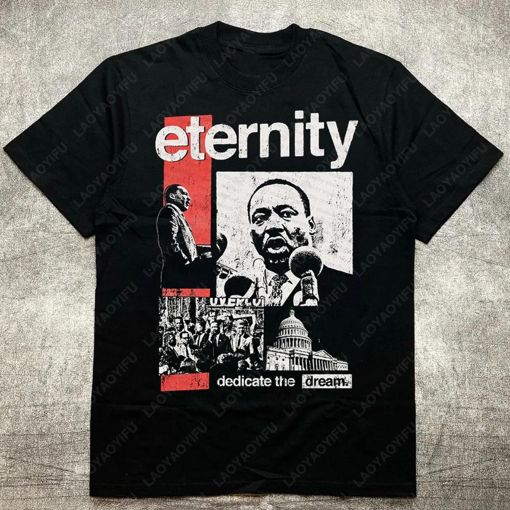 Mens Heat Transfer Print Cotton Round Neck Short Sleeve TShirt Eternity Dream Character Theme Design Fashion Male Streetwea