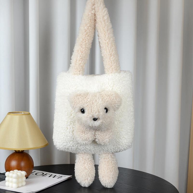 Imitation Lamb Wool Women's Tote Bag New Fashion Simple Shoulder Handbag Imitation Fur Cashmere Shoulder Bag