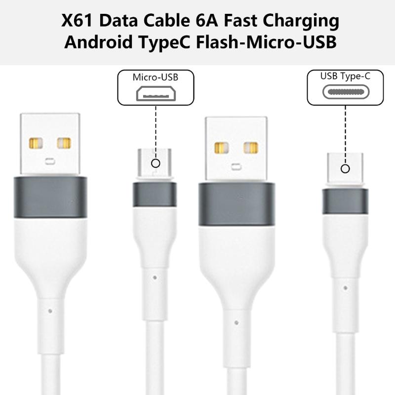 1.2m USB to Type C/USB 5pin Data Line, 6A Quick Charging Power Cable Supports Stable Data Transfer for Tablets Phones
