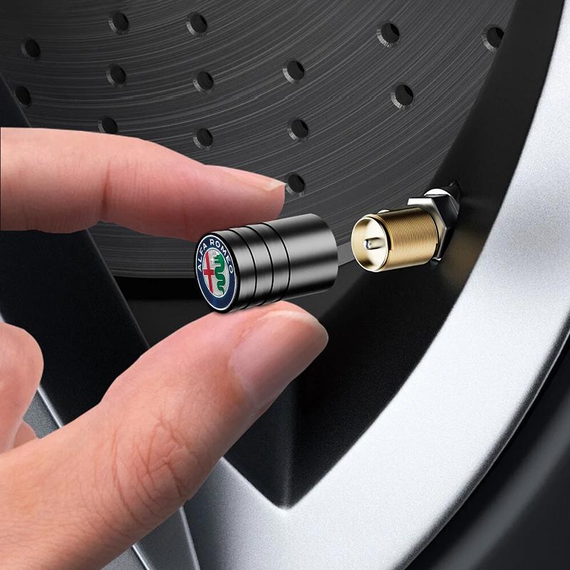 For Alfa Romeo 2026 Hot Sticker Aluminium Alloy 4pcs Car Tire Valve Cap For Alfa Romeo Giulia Stelvio Giulietta 156 159 147 Mito
