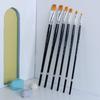 JOWOART 6 Pezzi Fornitura per Artisti Manico Lungo in Betulla Capelli in Nylon Testa Piatta Pennello per Pittura Guazzo Acquerello Acrilico Set di Pennelli per Pittura Materiali per Arte
