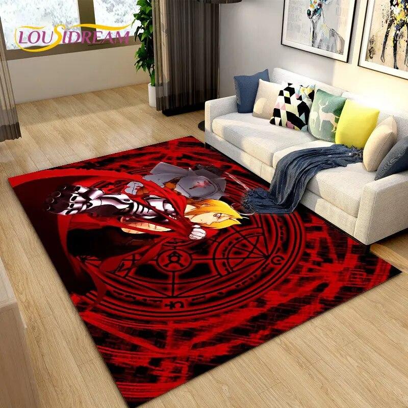 Anime Fullmetal Alchemist Area Rug Large,Carpet Rug for Living Room Bedroom Sofa Doormat Decoration,kids Play Non-slip Floor Mat