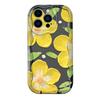 Yellow flower mobile phone case Apple 15promax women's cream pattern 14pro wavy pattern soft case iPhone13