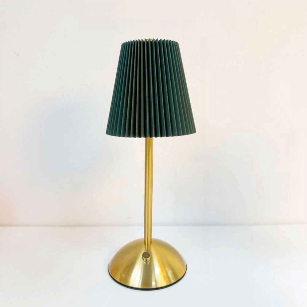 Fabric Shade Pleated Desk Lamp Metal Base LED Night Light Modern Design Touch Bedside Lamp Bar