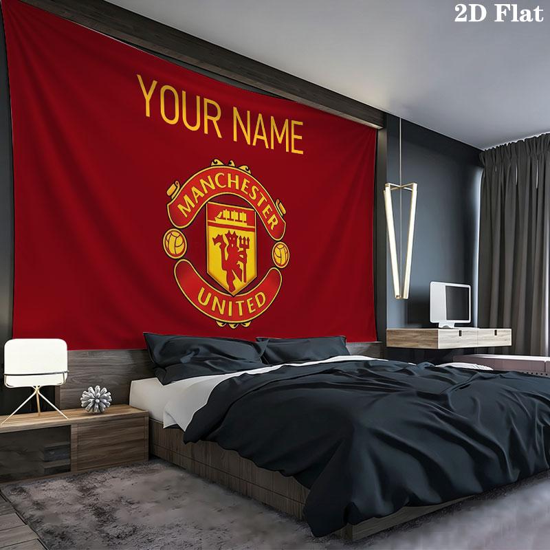Custom Name,Man Utd Wall tapestry, aesthetic printed fabric blanket, suitable for bedroom, living room, and home decor.