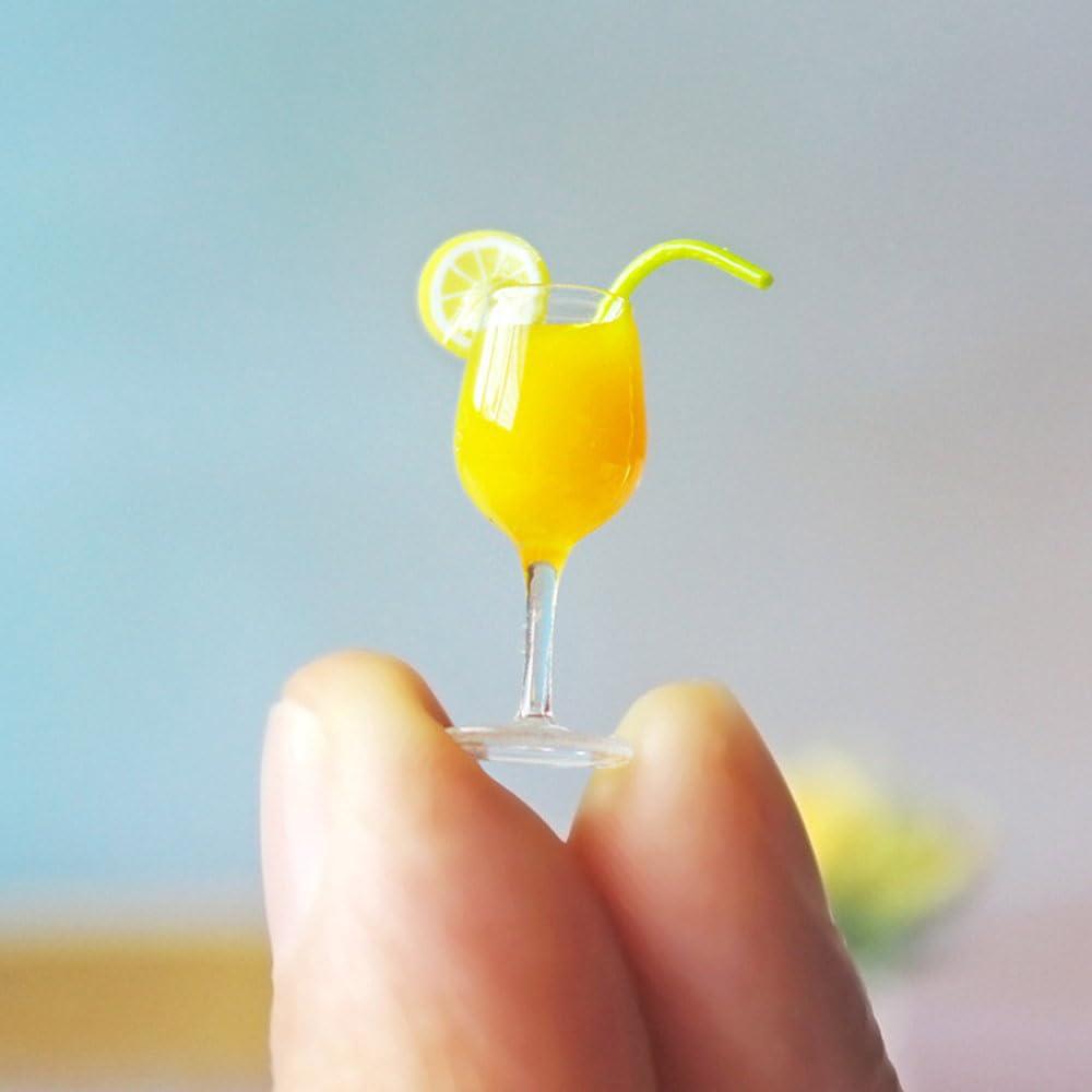 moin moin Miniature Scale Orange Juice Cup Set of 2 Doll Furniture Accessories Tableware Water Jar Summer Glass Ice Glass Realistic 2406mini46 1/6 /