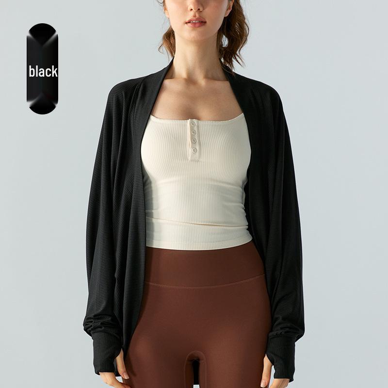 

Women s Everyday Versatile Cardigan with Thumb Holes - Casual Loose Slimming Outerwear for Home, Sport, and Yoga One Size чорний