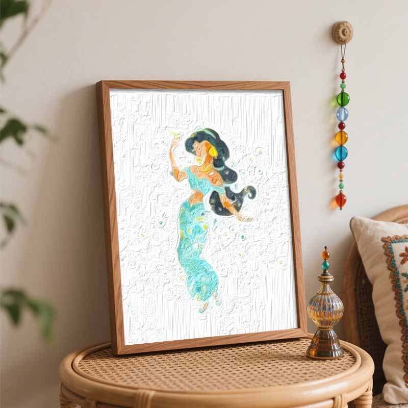 Disney Jasmine Watercolor digital oil painting diy coloring handpainted filling home decoration art craft gift for adults wall decor