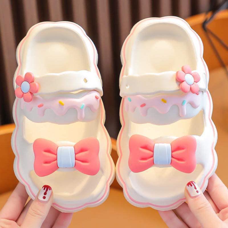 

Girls Bow Sandals - Cute, Non-slip, Two-Wear Beach Shoes for Children and Teens 20CM белый