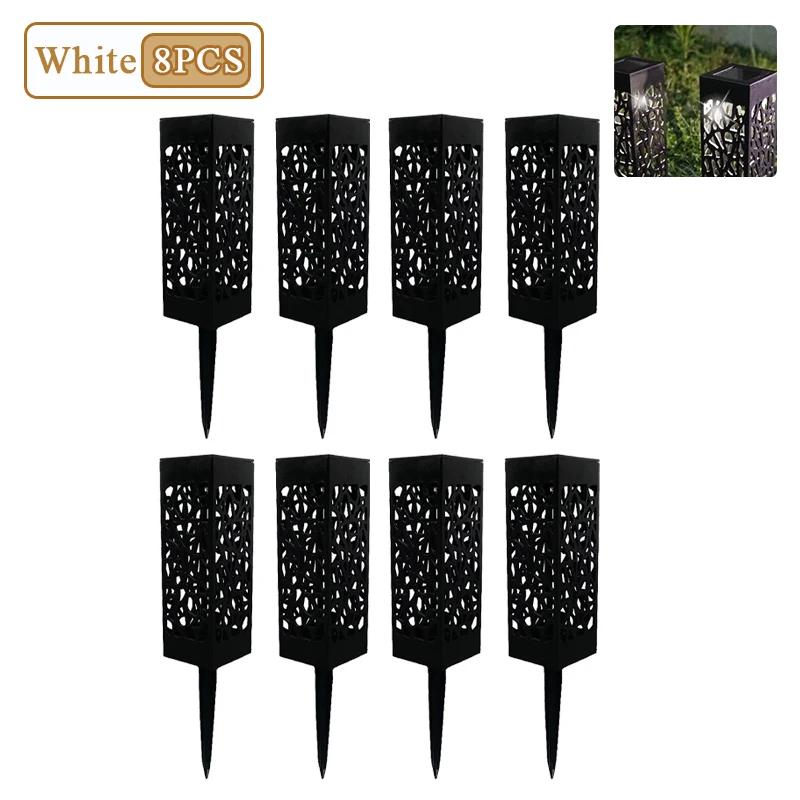 1-8PCS Outdoor Solar Lights Waterproof LED Hollow Pattern Garden Lamp Auto Sensor Pathway Lighting for Yard Patio Decoration