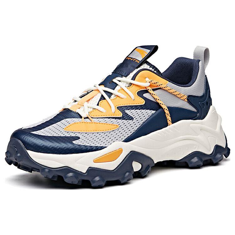 Anta Mesh Synthetic Leather Shock Absorbing Non-Slip Wear-Resistant Breathable Low-Top Running Shoes Men sneaker Gray Blue Orange 112038832-3