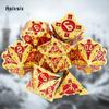 7 Pcs Golden Red Metal Dice Solid Metal Polyhedral Dice Set Suitable for Role-Playing RPG    Board Game Card Game