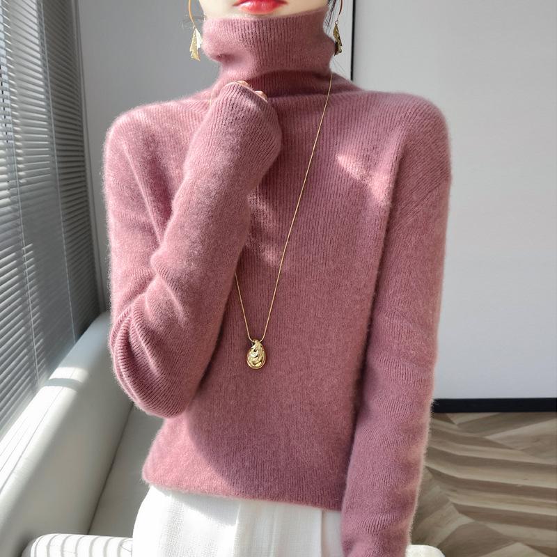 Women's High-Neck Sweater: 2025 New Style Soft Slim Fit with Pile Collar