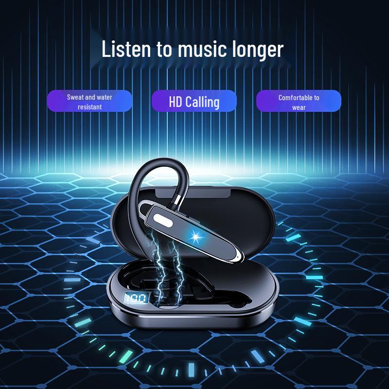 True Wireless Bluetooth Earhook Earphones with Noise Cancelling & Music Calling Features