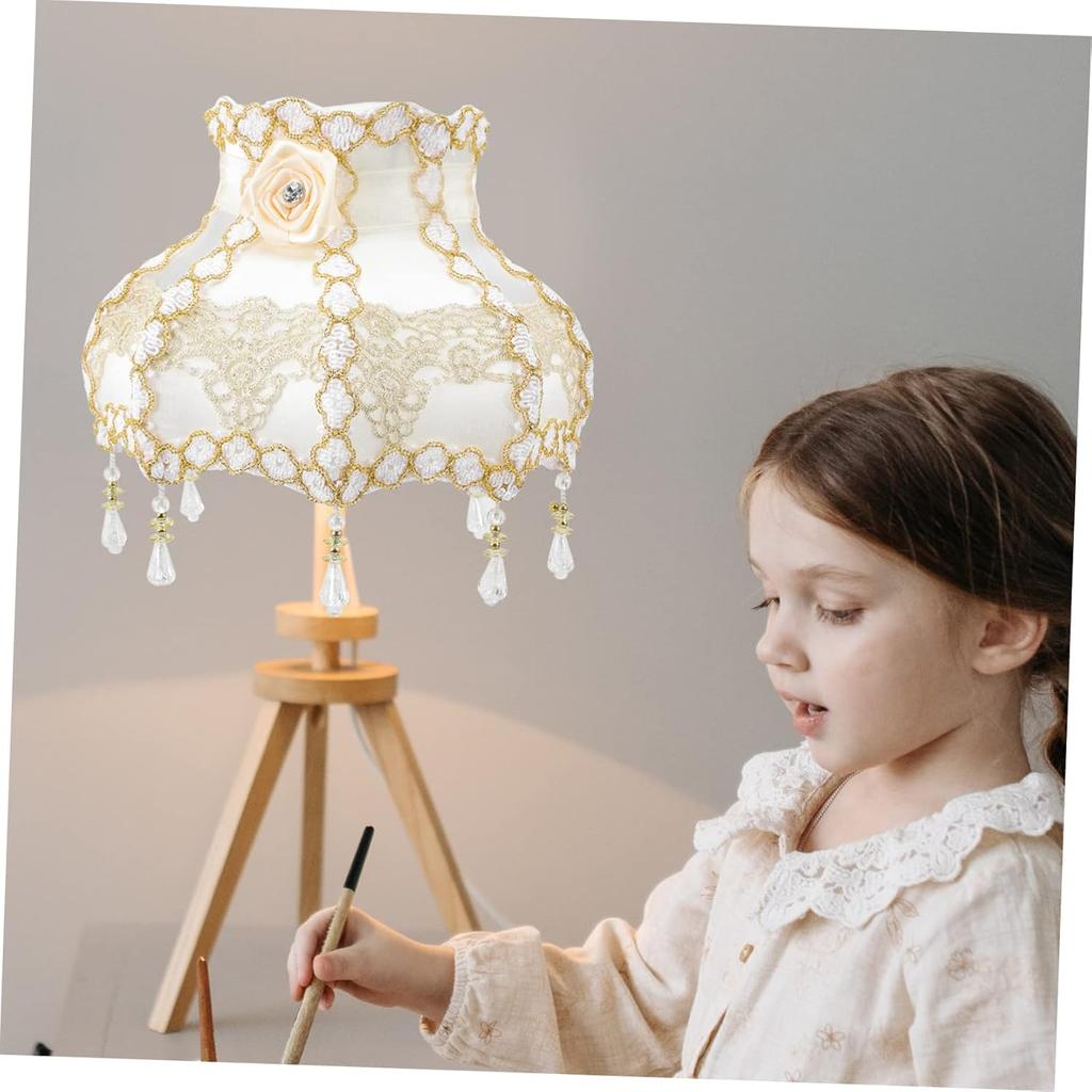 Renaissance Style Lampshade Tassels Vintage European Design Drum Lampshade Easy Install for Desk