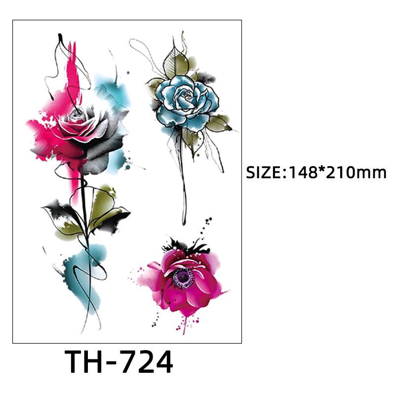 

Цветочные тату-наклейки Разноцветные цветы, Яркие цветы, Тату-наклейки с розами Тату 148*210mm