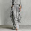 Nuovo Arrivo Set Completo da Donna con Top Bardot in Chiffon e Pantaloni a Gamba Larga Grigio Outfit Moda Irregolare per Crossbody Europeo Americano