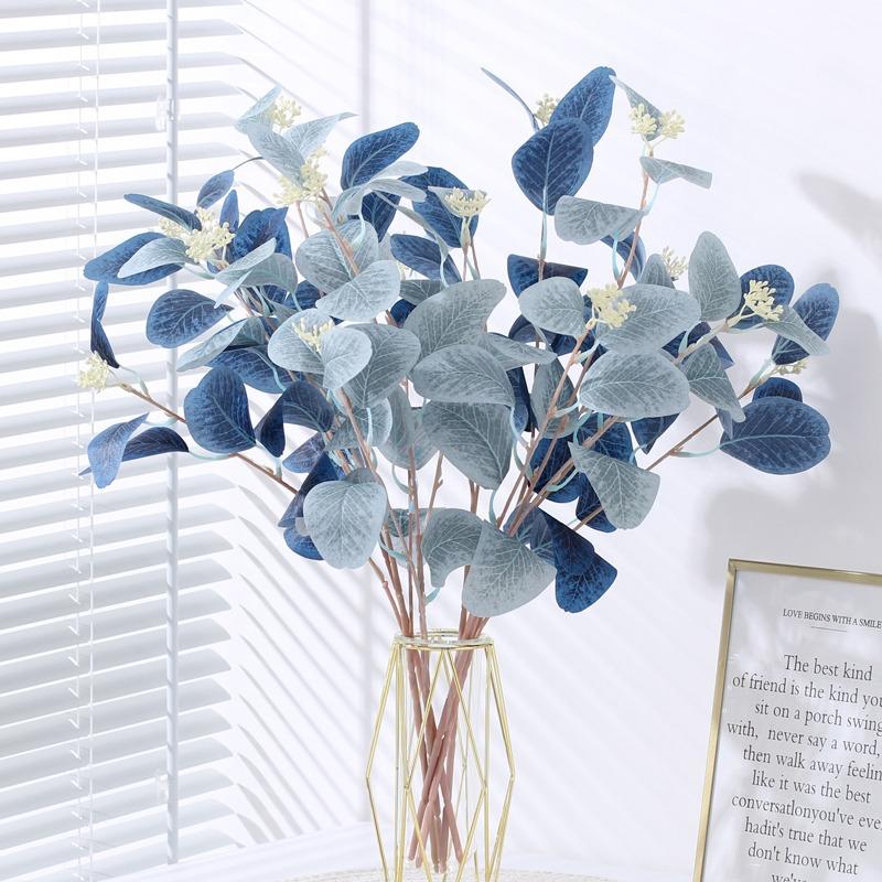 1Pcs Eucalyptus Leaves Artificial Flowers Bouquet Fake Flowers for Home Decor Garden Wedding Decoration Outdoor Vase Ornament
