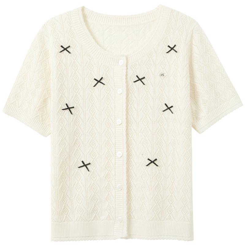 Sancai Women s Plus Size Bow Knit Cardigan M