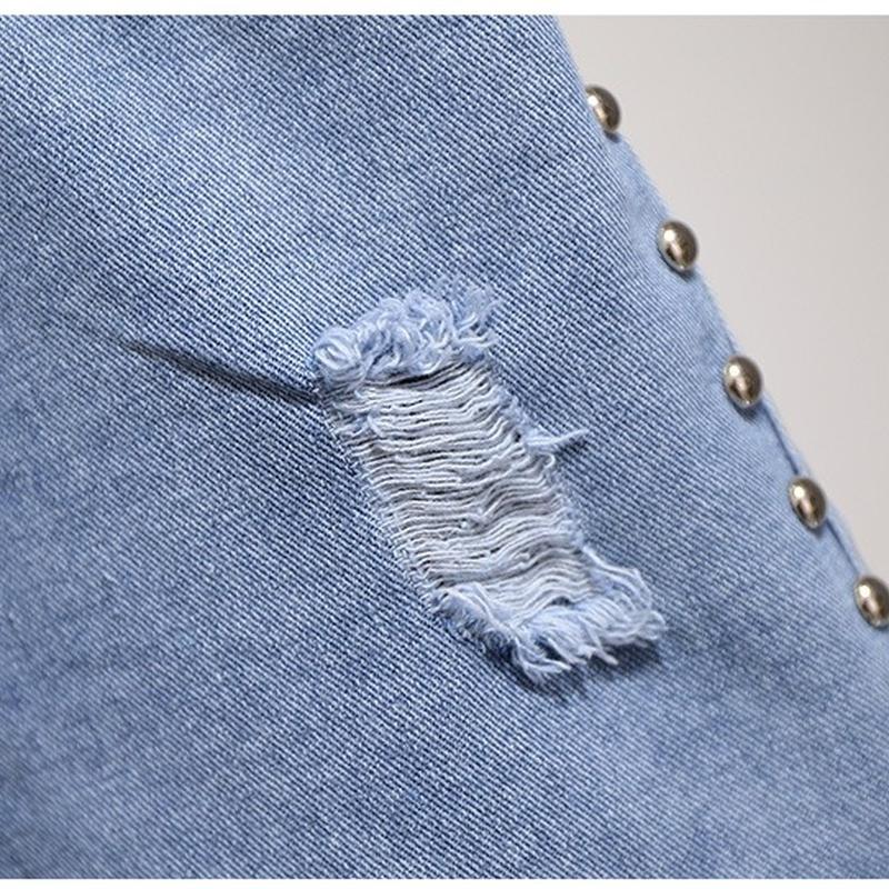 Size Hole Summer Plus Temperament Denim Shorts Womens Casual Denim Shorts Loose High Waist Jeans Shorts