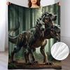 1pc 5D Horror Three-Headed Dinosaur Pattern Flannel Small Throw Blanket, Soft and Warm Blanket, Suitable for Sofa Blanket, Home Leisure Blanket, Air C