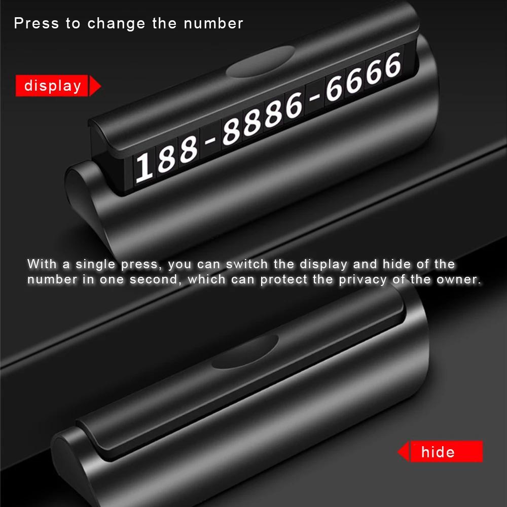 Car Accessories Mini Portable Telephone Number Plate With Switch Phone Number Business Card Temporary Parking Card Plate
