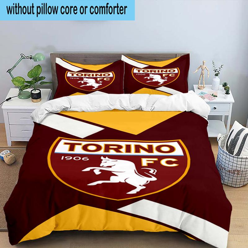 Torino Fc Crest Design Set Lenzuola 3 Pezzi Stampa 2D (Include 1 Copripiumino + 2 Federe Senza Imbottitura), Decorazione camera da letto, Regalo ventilatore