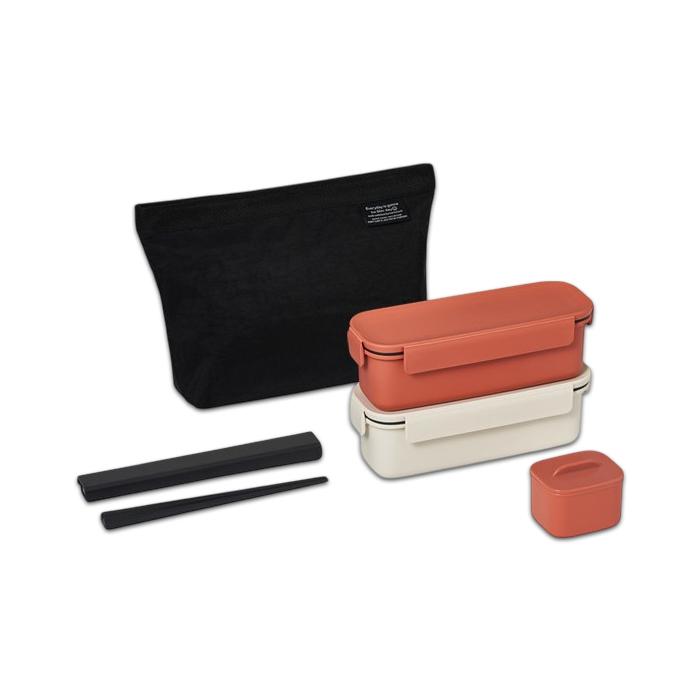 LocknLock Slim Lunch Box Set with Carry Pouch and Chopsticks Korean Portable Bento Meal Set 3 Colors
