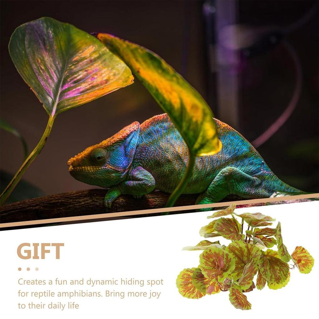 Terrarium Plants Artificial Realistic Fake Lizard Turtles Habitat Leaves Faux Plants Reptile Tank Decor For Lizard Gecko Frog