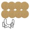 8-Pack Round Cotton Rope - 4.6 Inch Absorbent Placemats with Stand, Heat To 210°F, Desk