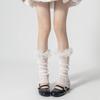 Cotton Knee High Ruffle Socks Candy Color Open Toe Socks All Match Sweet Leg Warmer  Summer