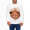 Spring and Autumn Round Neck Simulated Muscle Pattern 3D Printed Top Fashionable Casual Long Sleeved Men's T-shirts