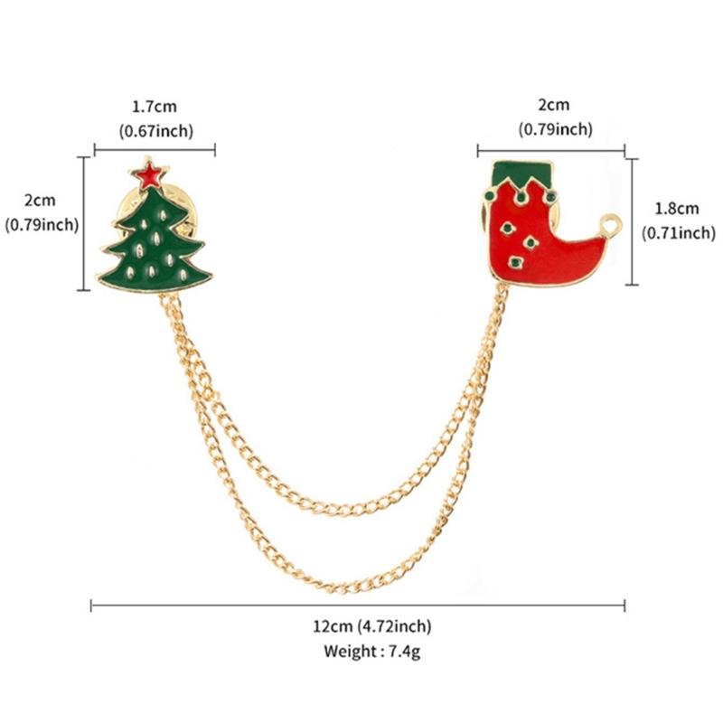 Fashion Christmas Brooch Tassels Chain Clothing Pin Santa Tree Wreath Gift Badges Lapel Pin Party Jewelry Festive Pin