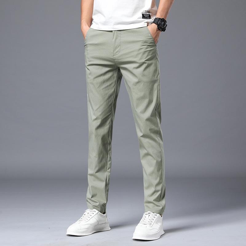 

2025 Лето Мужские Зауженные Эластичные Брюки Карго из Ледяного Шелка Size 38 светло-зеленый