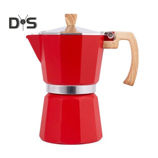 

Кофеварка Moka Pot Espresso, простая в очистке, кофеварка для плиты, алюминиевый итальянский дизайн, кубинская кофеварка для насыщенного вкуса 150ML красный