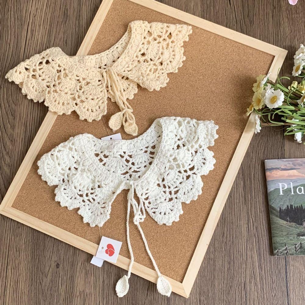 Round Neck Hollow Out Crochet Shawl Sweet Blouse Shoulders Fake Collar Knitted Scarves  Spring