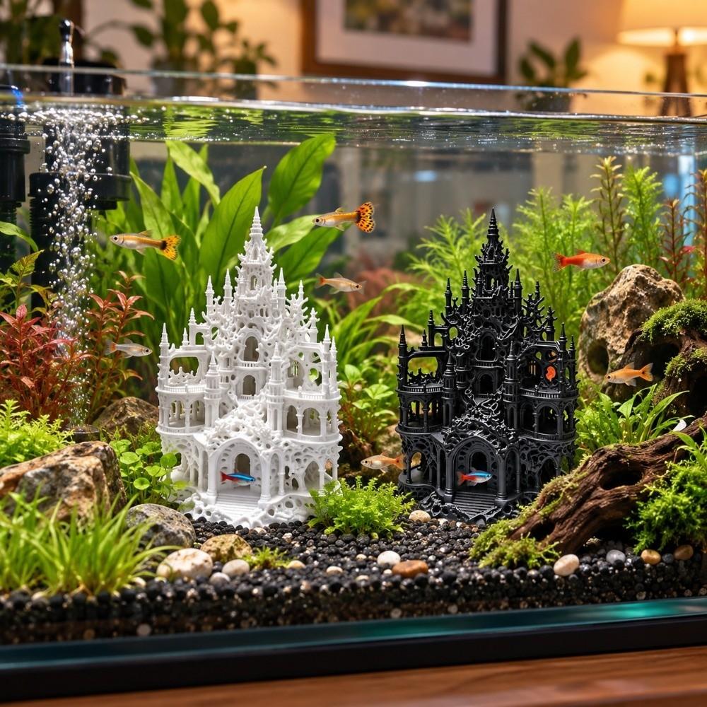 Hollowed-out Aquarium Castle Ornament 3D Printed Fake Castle Figurine Aquarium Landscaping