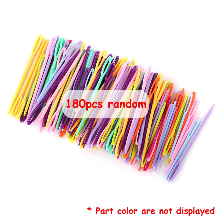 

180pcs 7cm Colorful Plastic Knitting Needles | Smooth-Safety Tip Ergonomic Yarn Needles | Essential DIY Craft Accessories for Ho
