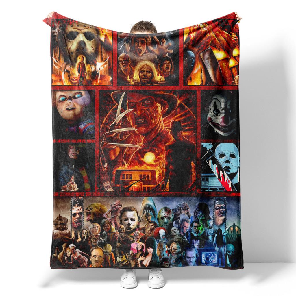 Horror Movie Watching Blanket Halloween Decorations Soft Home Warm Bedspreads
