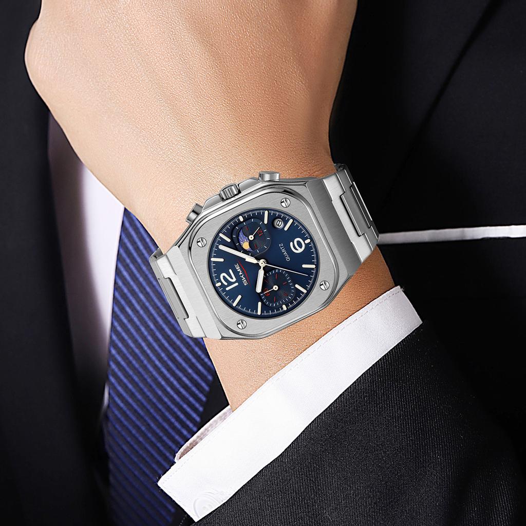 SKMEI New Design Quartz Wristwatches Men Golden Stainless Steel Watch Date Functions Luxury Clock Man