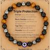 Unisex Adjustable Tigers Eye Obsidians Bracelet Handmade Stretchable Stone Bead Jewelry